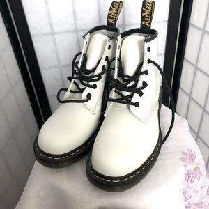 NWOT  dr martens white combat boots,  size 10